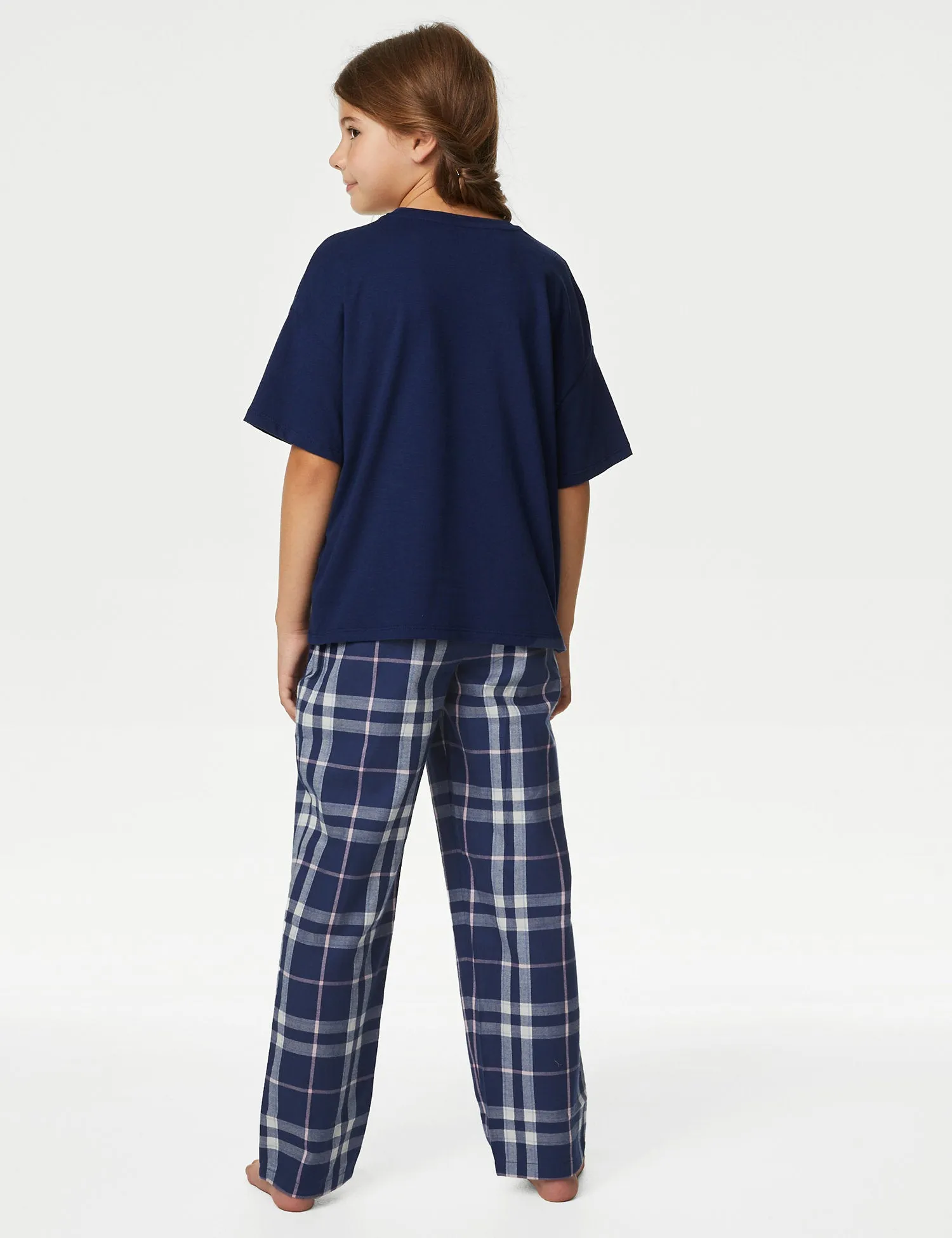 2pk Pure Cotton Slogan Checked Pyjamas