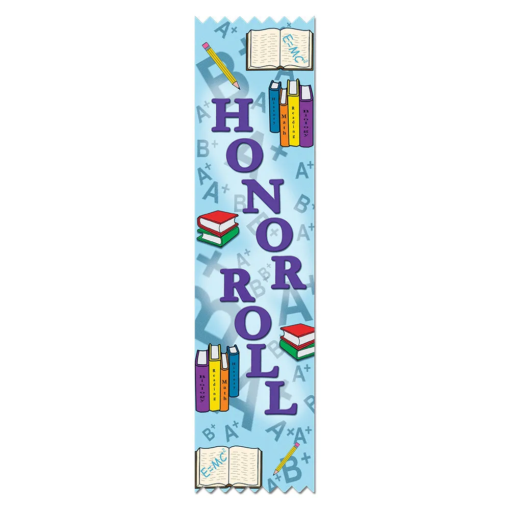 2" X 8" Stock Multicolor Pinked Top Honor Roll Award Ribbon