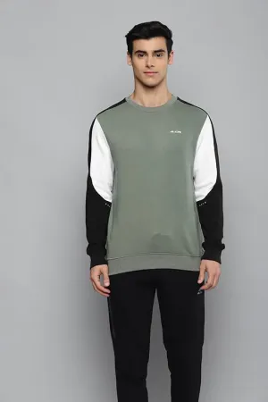 Alcis Men Olive Green Solid Sweatshirt