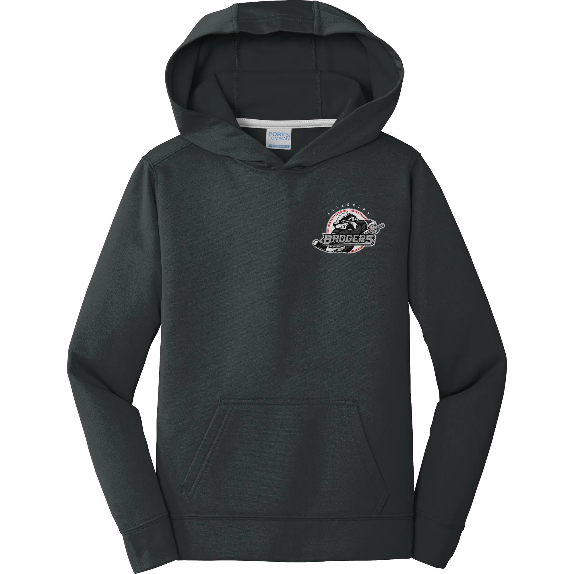 Allegheny Badgers Youth Performance Fleece Pullover Hooded Sweatshirt