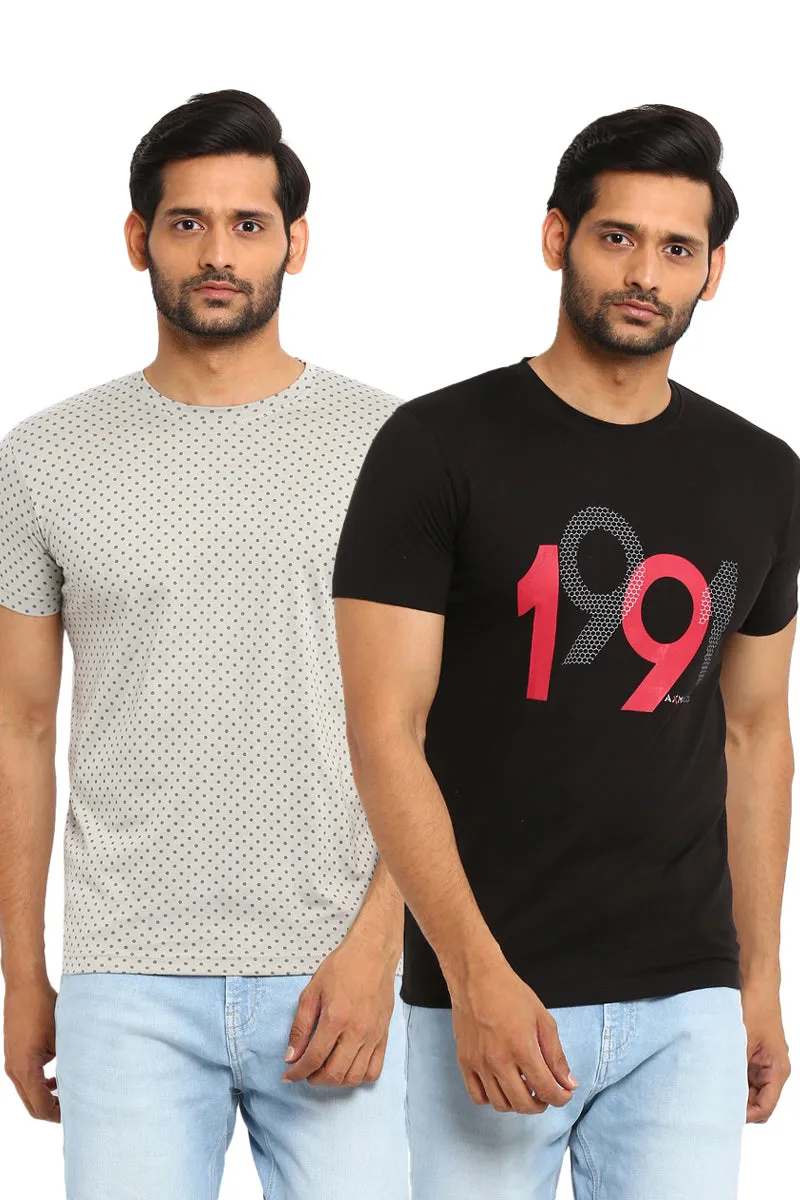 AXMANN Casual T-Shirt (Silver | Black) Combo Pack