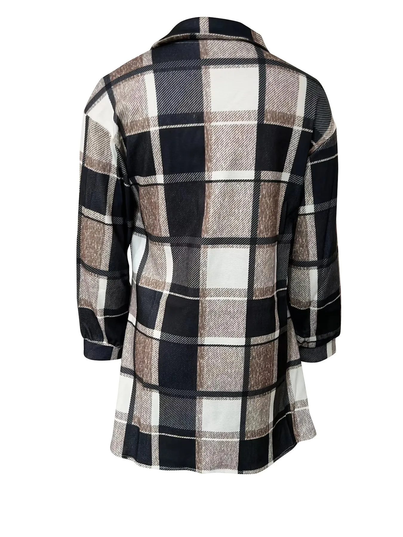 Black Plaid Shirt Long Sleeve Button Up Casual Plaid Jacket