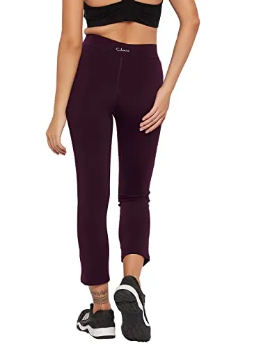 Clovia Women's Snug-Fit High Rise Active Tights (AB0051P15_Purple_S)