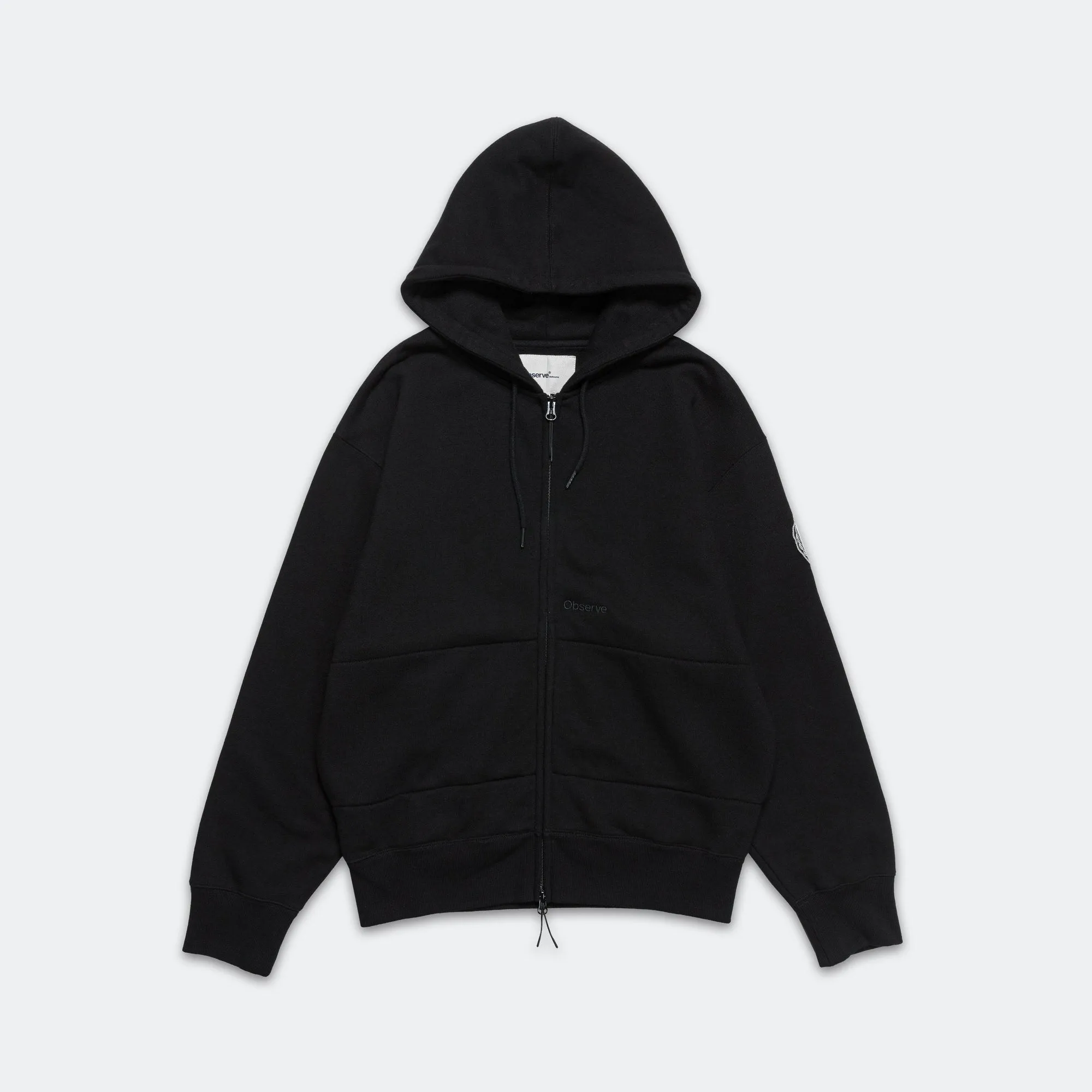 Crest Zip-Up Hood - Black