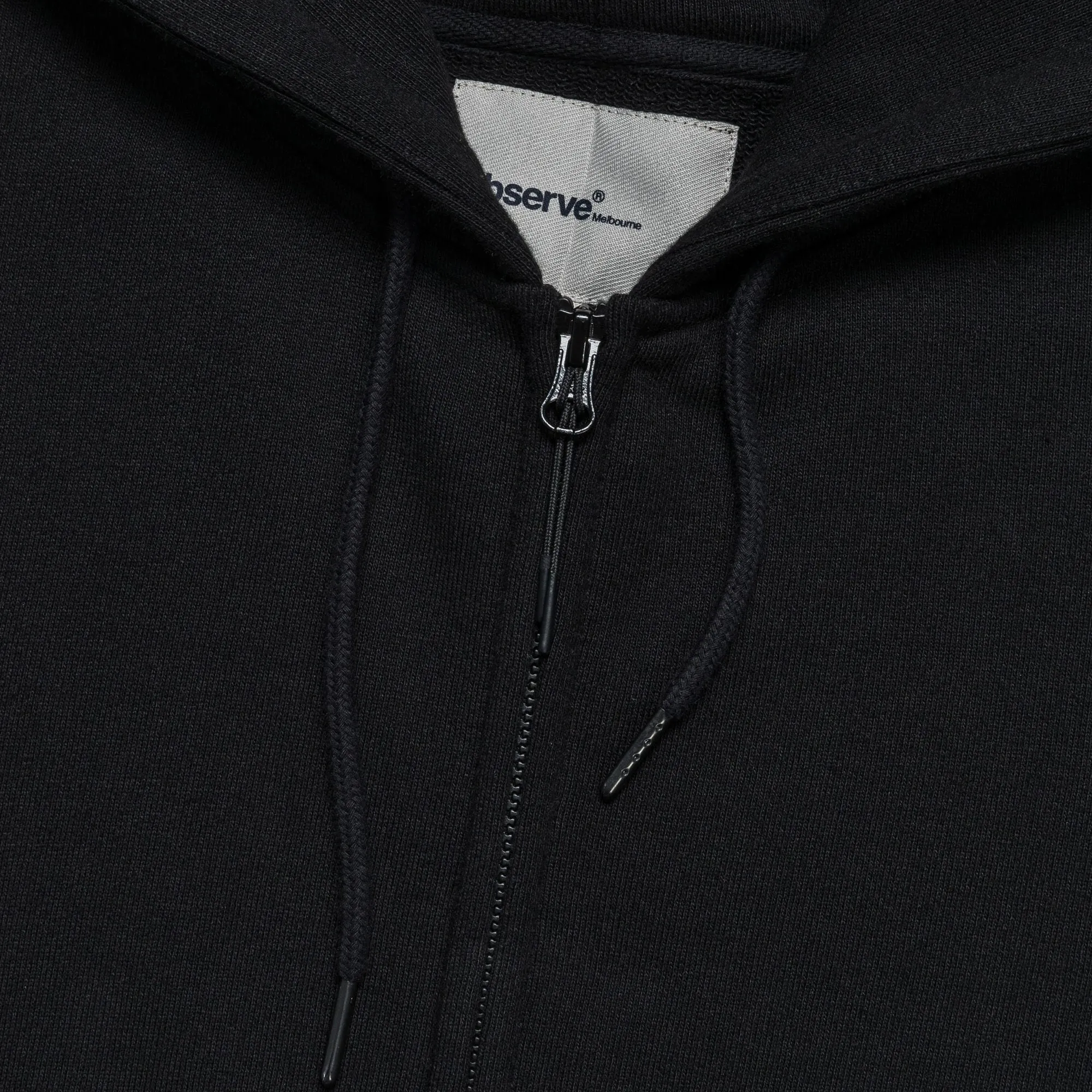 Crest Zip-Up Hood - Black