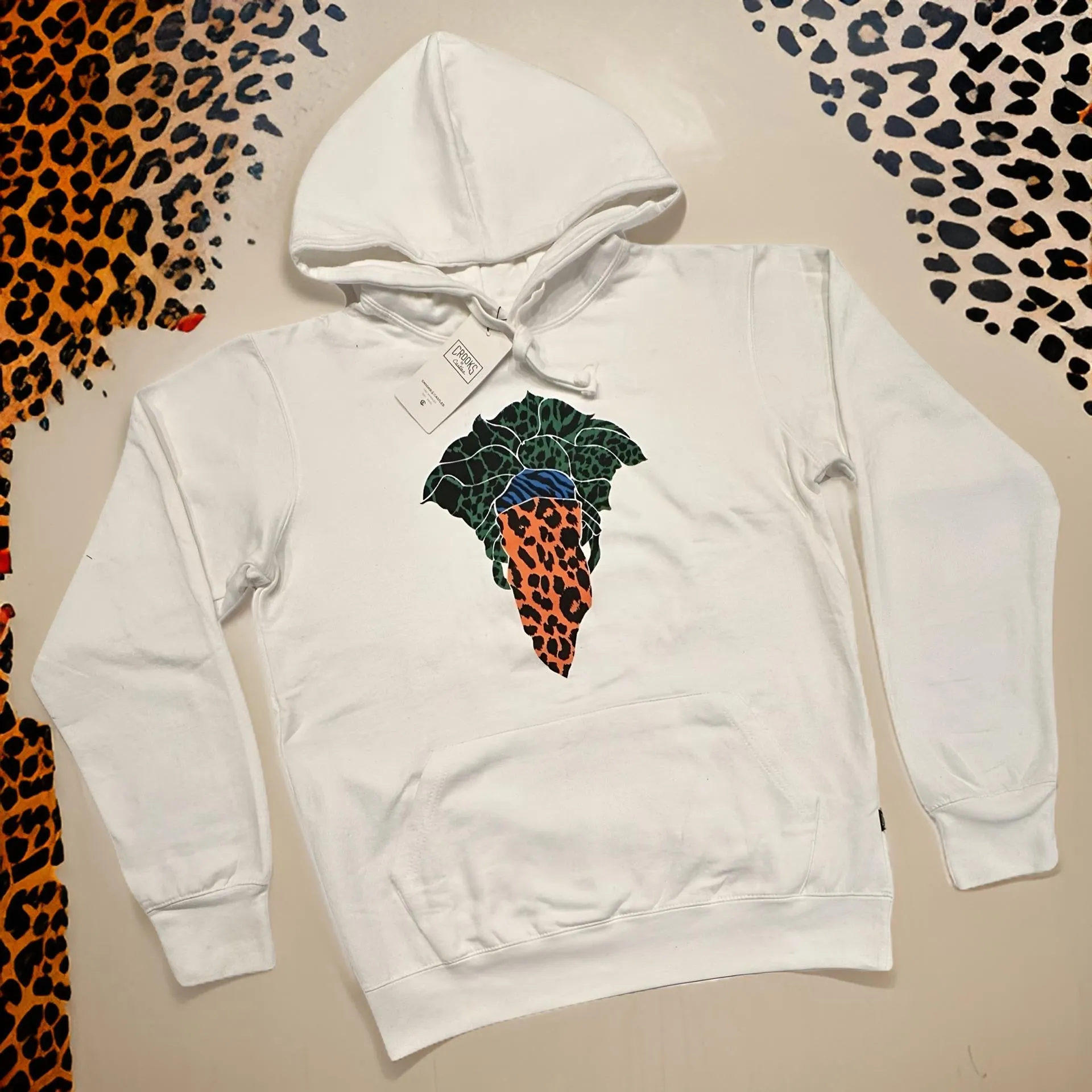 *CROOKS & CASTLES* (WHITE) ~JUNGLE~ PULLOVER HOODIES FOR MEN