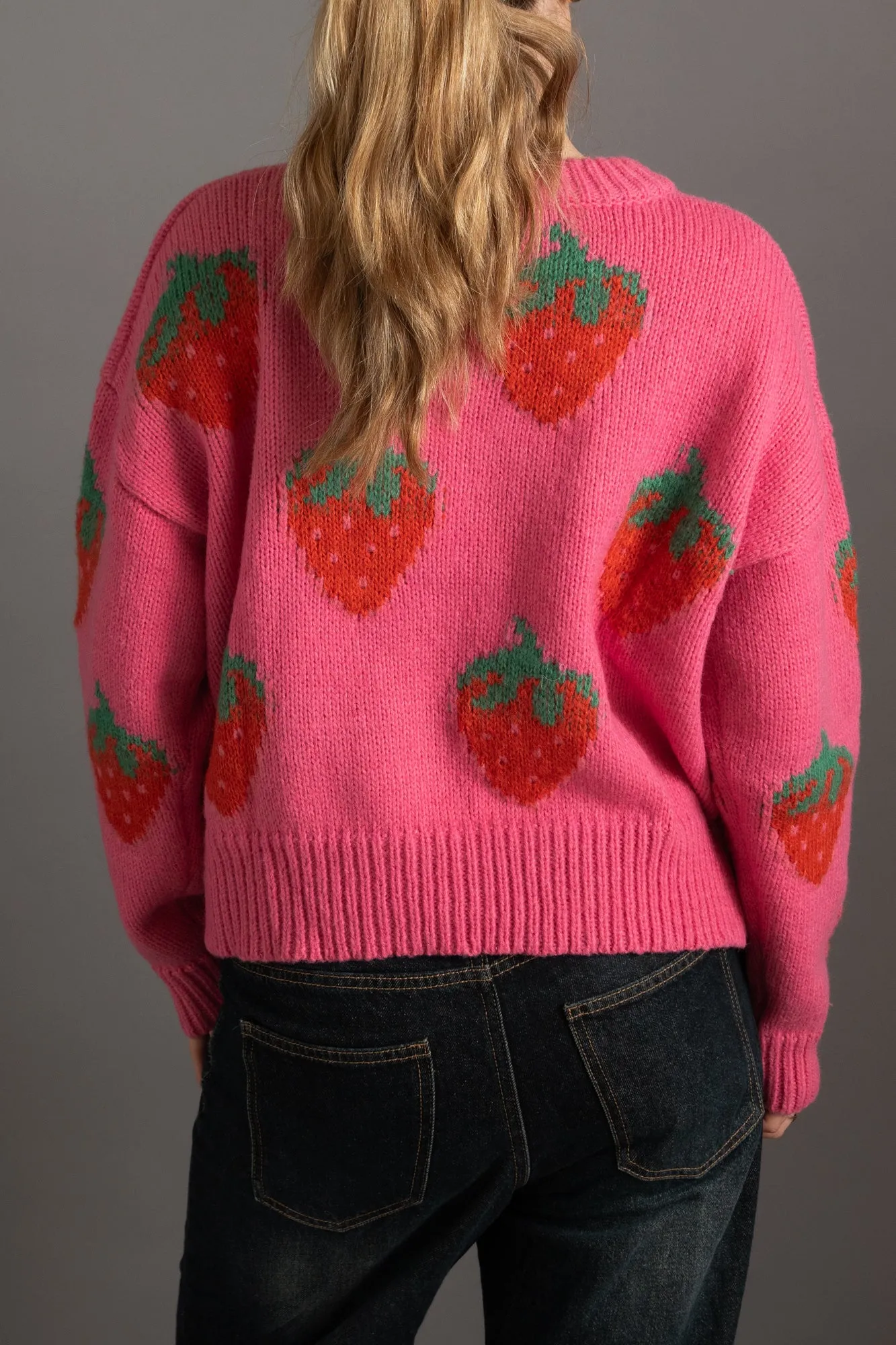 Daisy Street Strawberries Knitted Jumper