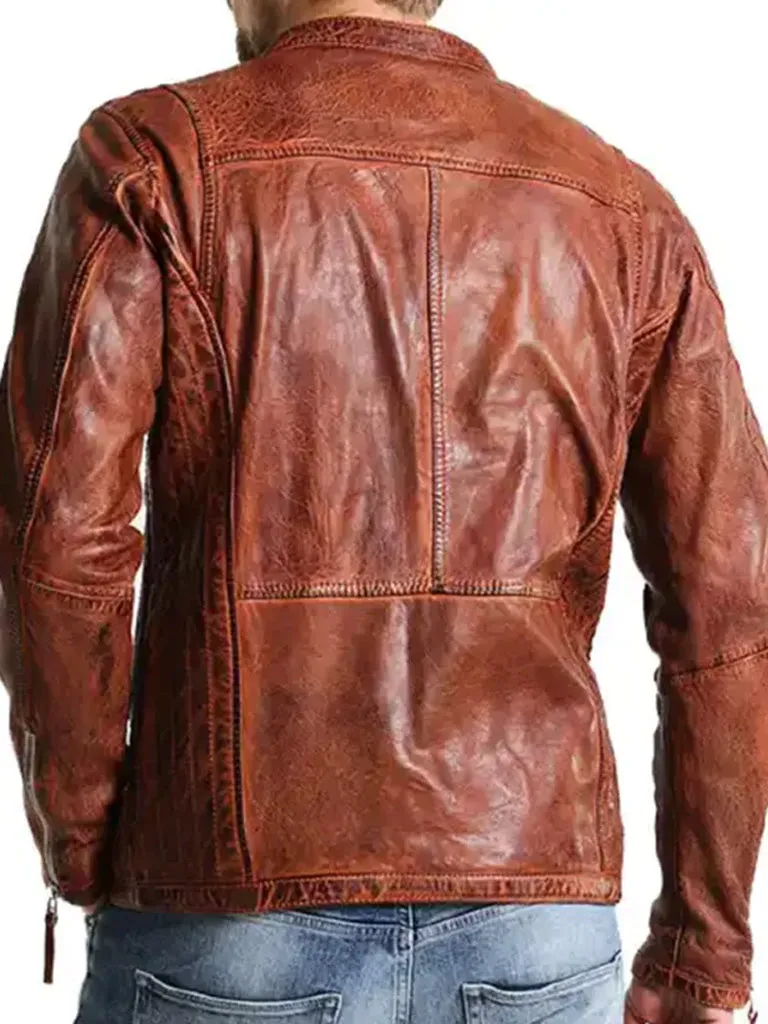 Distressed Brown Leather Jacket