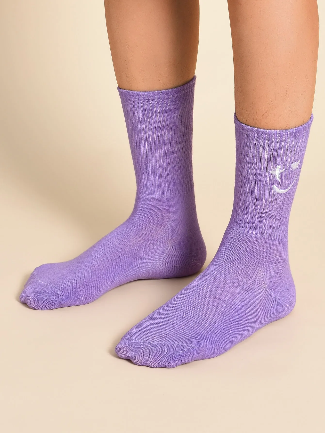 Expression Embroidered Purple Socks Funny Socks for Women Novelty Socks Funky