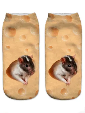 Hamster Print Ankle Socks Silly Socks for Women Funky Socks Funny Socks Novelty