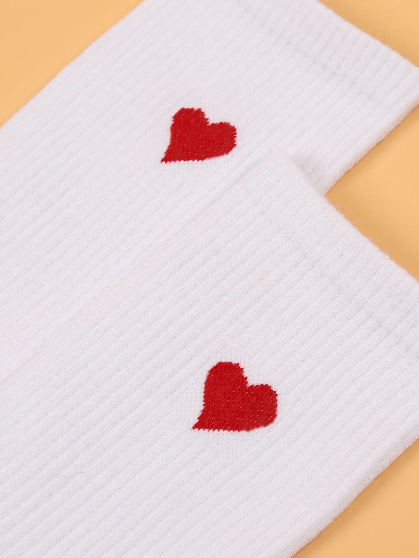 Heart White Crew Socks for Women Plain Socks Cozy Socks Fashion Socks