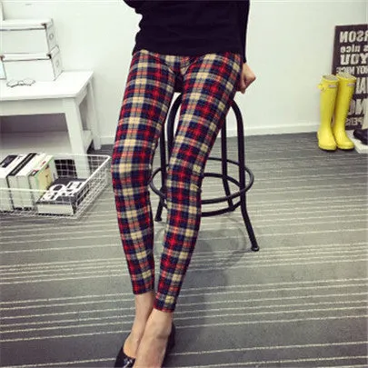 Hot 2017 Print Flower Leggings Leggins Plus Size Legins Guitar Plaid Thin Pant Fashion Women aptitud Trousers K092