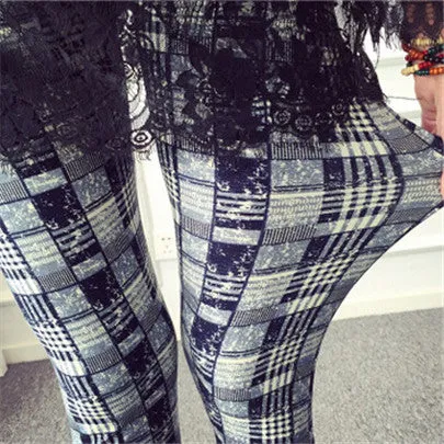 Hot 2017 Print Flower Leggings Leggins Plus Size Legins Guitar Plaid Thin Pant Fashion Women aptitud Trousers K092