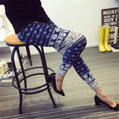 Hot 2017 Print Flower Leggings Leggins Plus Size Legins Guitar Plaid Thin Pant Fashion Women aptitud Trousers K092