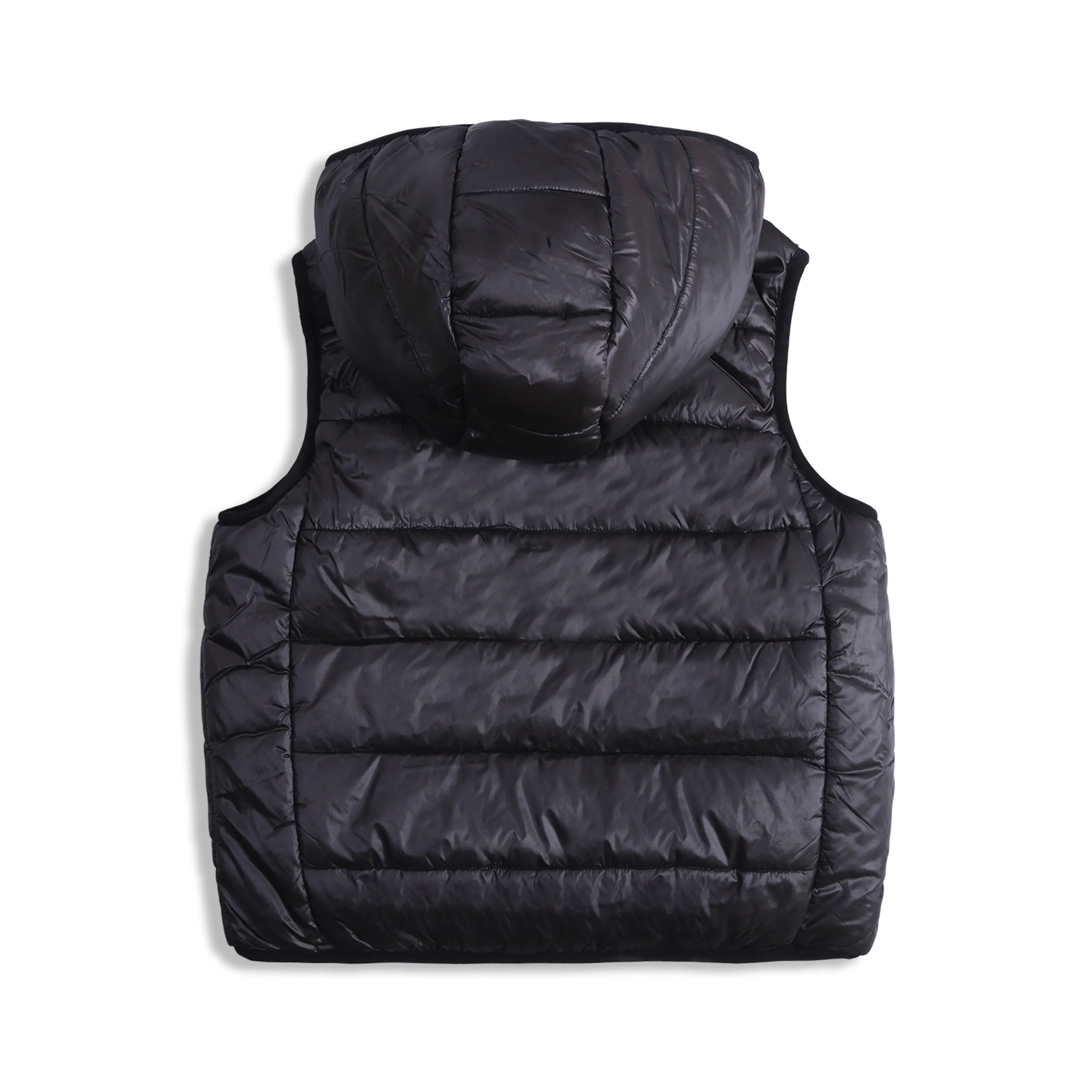 IKALI Boys Girls Lightweight Puffer Vest Kids Hooded Sleeveless Gilet Black