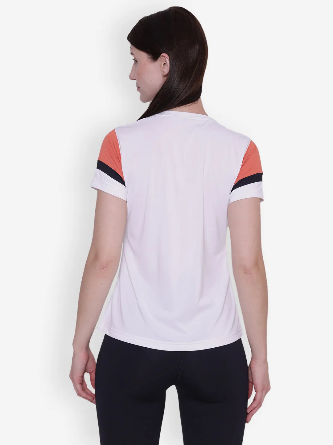 JUMP USA Women Short Sleeve White & Coral T-Shirt