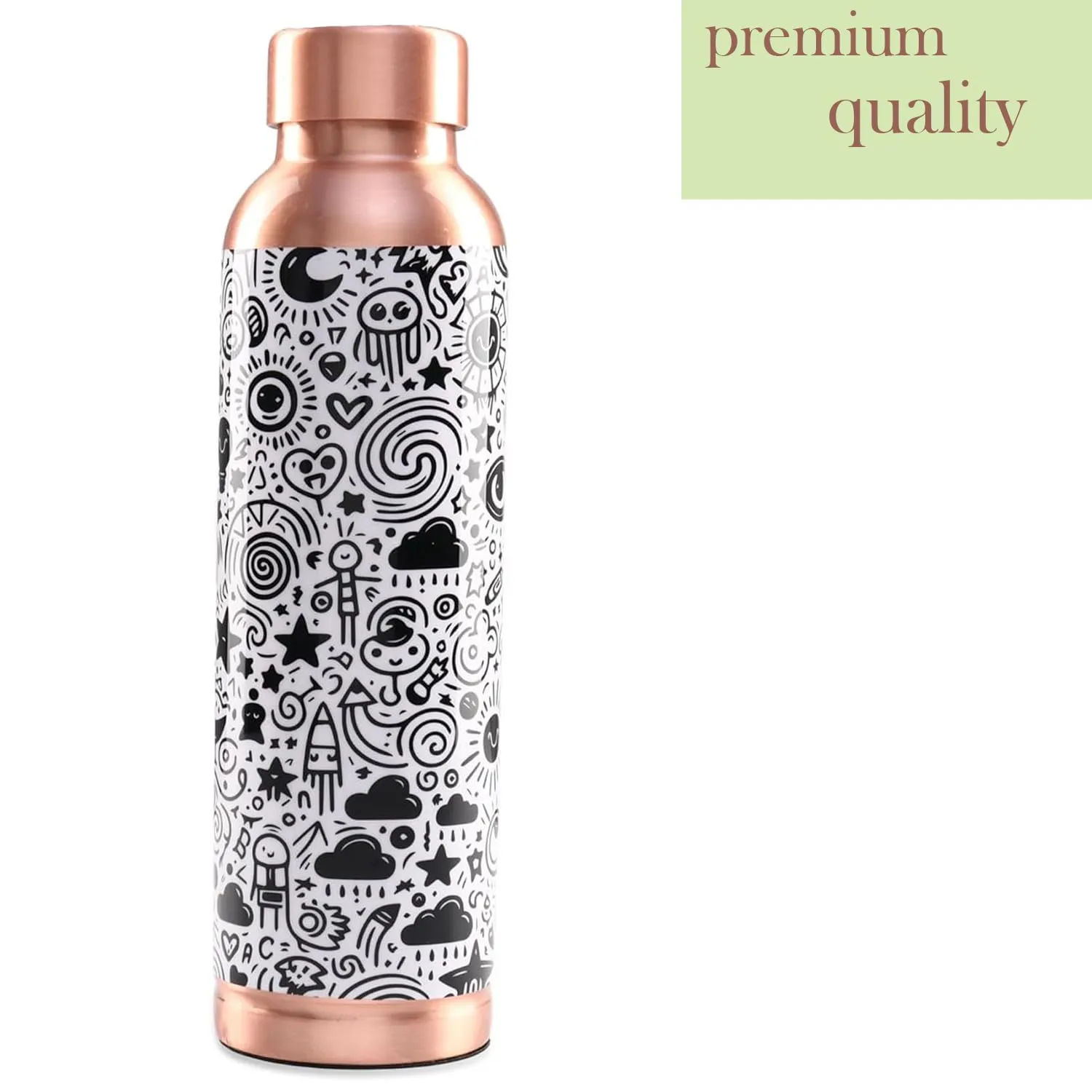 Kuber Industries Pack of 2 Copper Water Bottle - Eco-Friendly & Leakproof Tamaba Bottle for Office/Gym/Yoga/College, Men & Women | 950ml | Lining Design