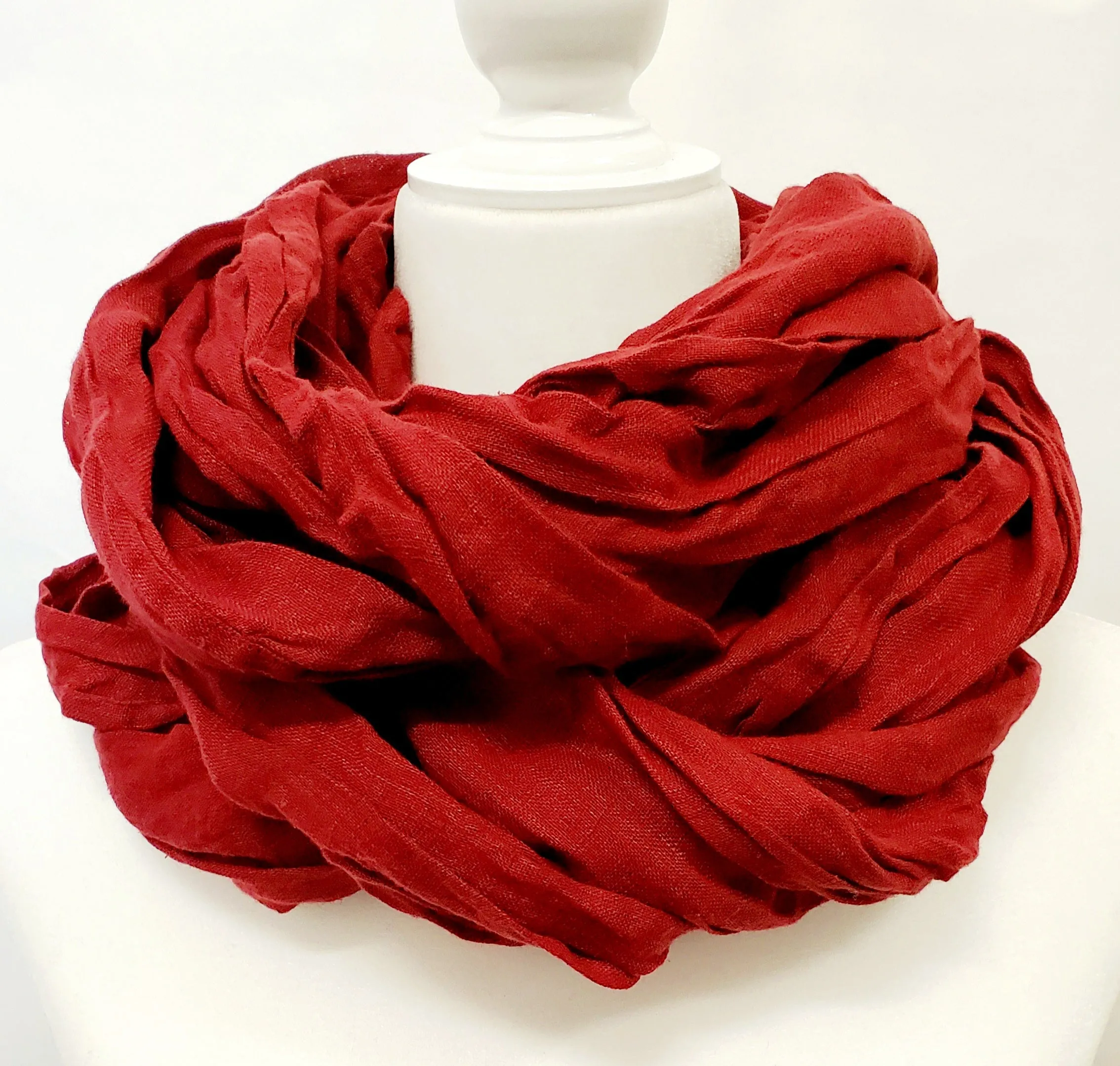 Linen Scarf - Burgundy (3586)