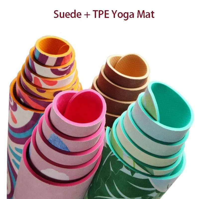 Lotus Pattern Suede Yoga Mat