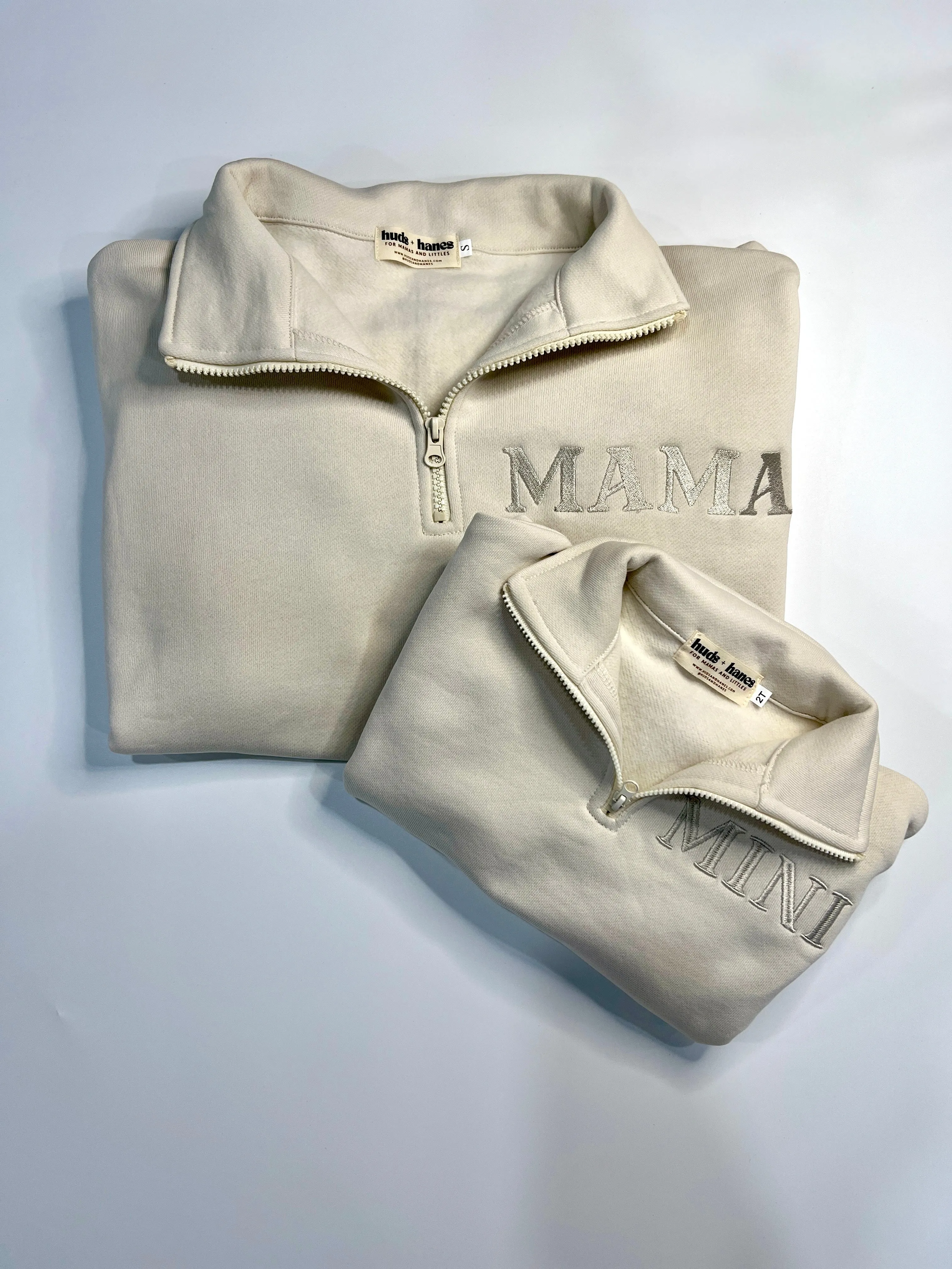 Mama Embroidered Quarter Zip Sweatshirt