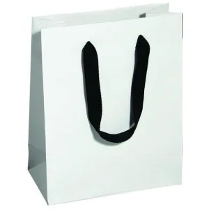 Manhattan Twill Handle Shopping Bags-Black Tie - 8.0 x 4.0 x 10.0