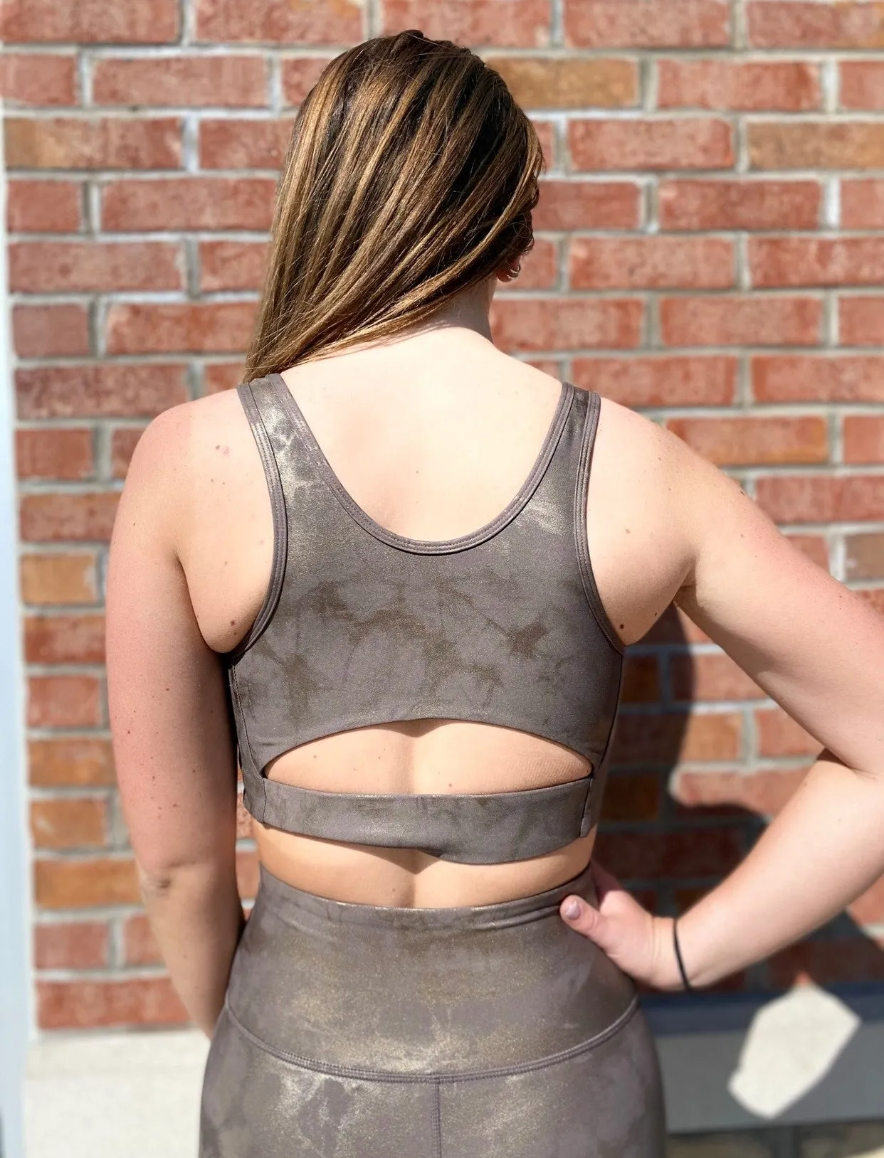 Metallic Foil Cut-Out Sports Bra