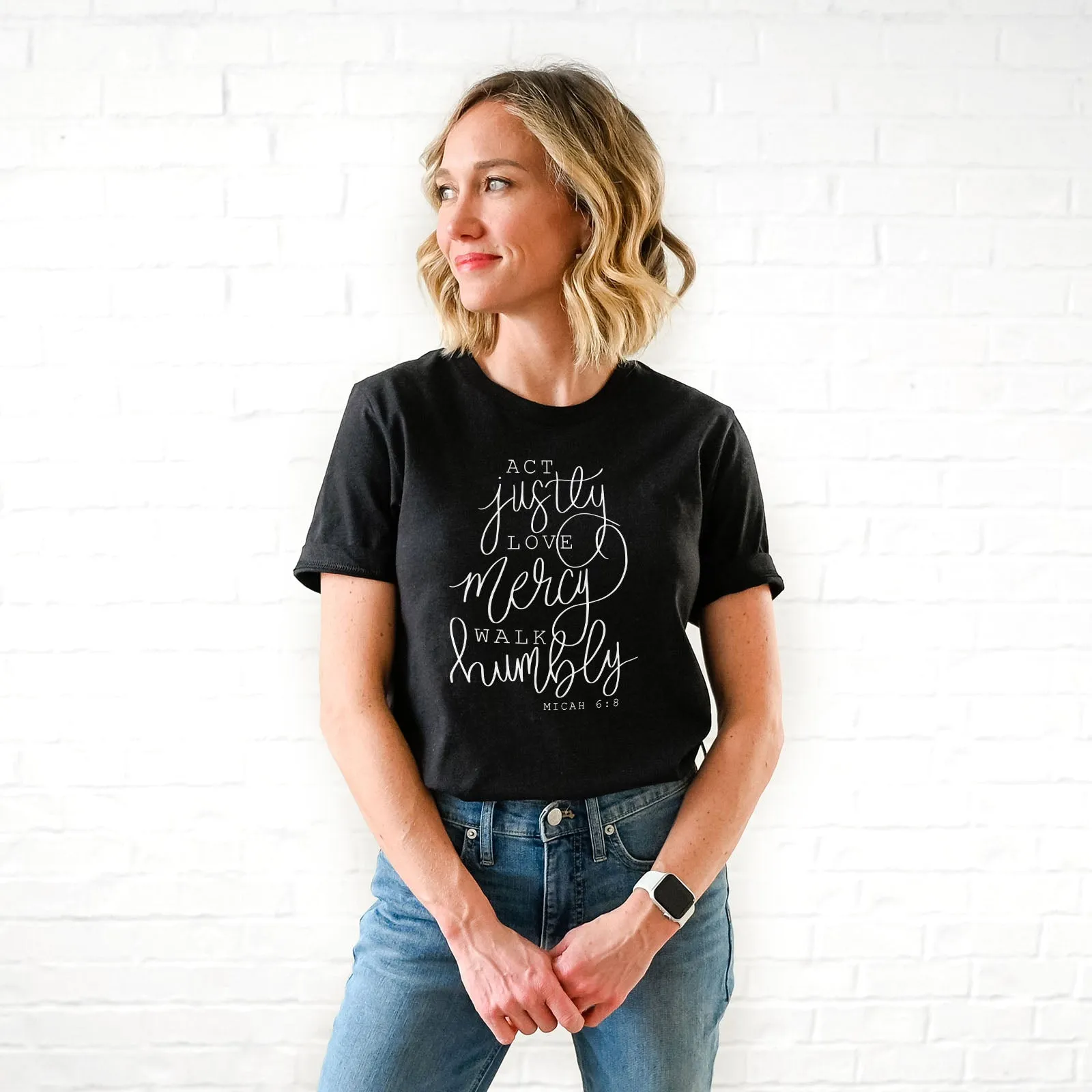 Micah 6:8 Act Justly Love Mercy Walk Humbly Tee Shirts For Women - Christian Shirts for Women - Religious Tee Shirts