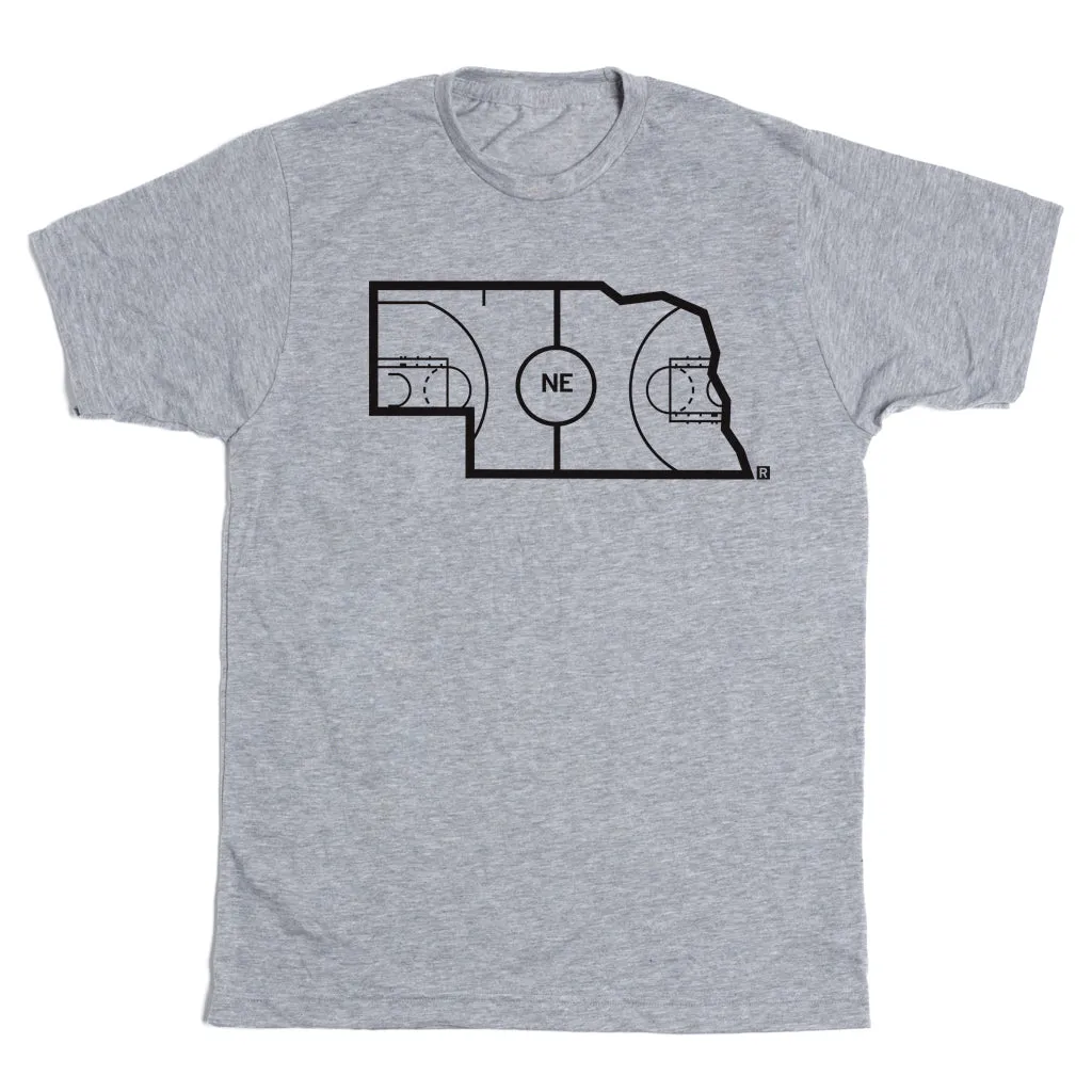 Nebraska Outline Basketball Grey