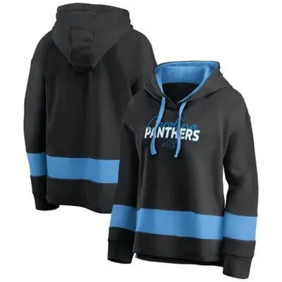 NFL Carolina Panthers Women's Halftime Adjustment Long Sleeve Fleece Hooded Sweatshirt - XL