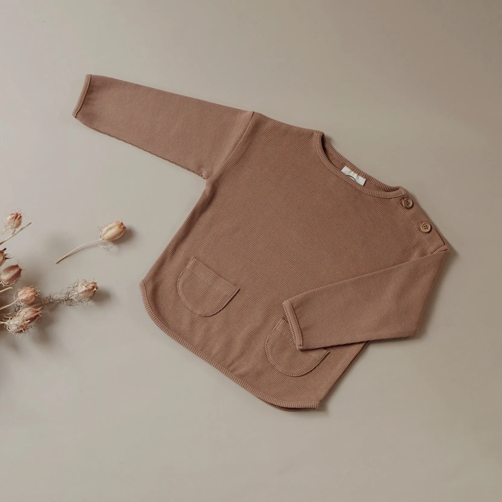 Organic Rib Sweatshirt - Walnut