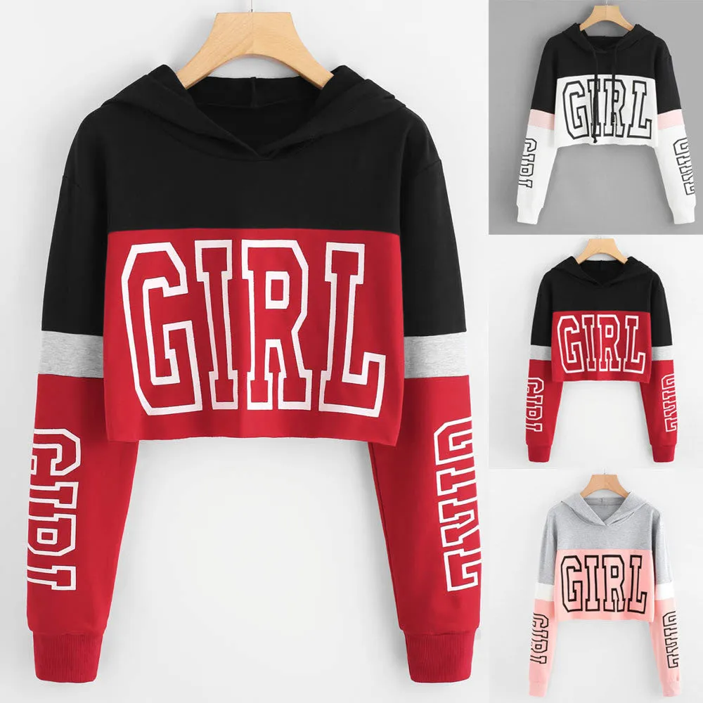 Patchwork Letter Girl Sweatshirt Hoodies