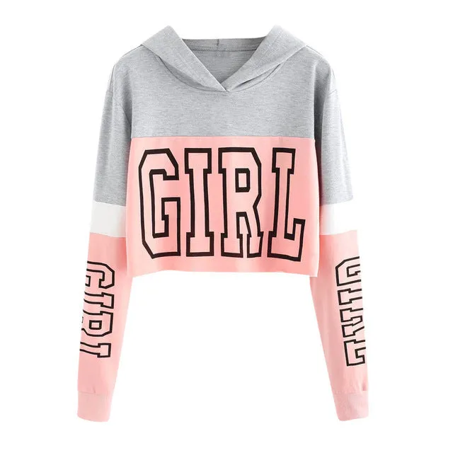 Patchwork Letter Girl Sweatshirt Hoodies