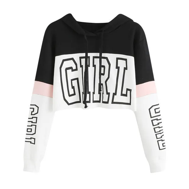 Patchwork Letter Girl Sweatshirt Hoodies