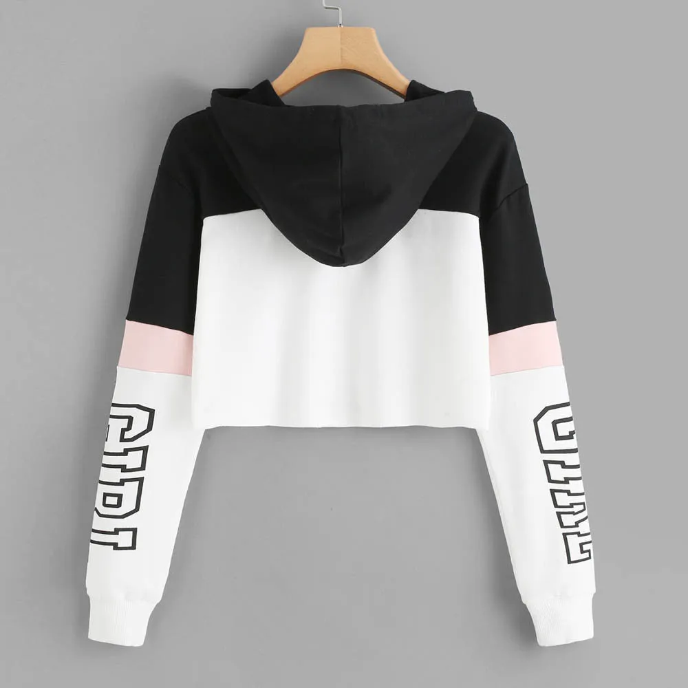 Patchwork Letter Girl Sweatshirt Hoodies