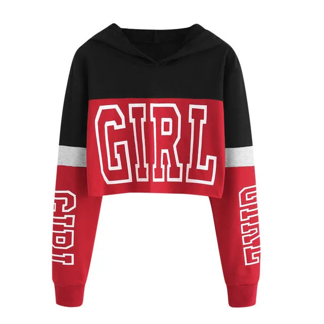 Patchwork Letter Girl Sweatshirt Hoodies