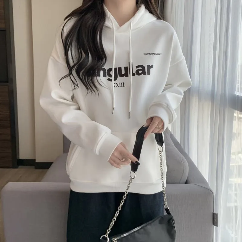 Print Thin Loose Fit Letter Hoodie