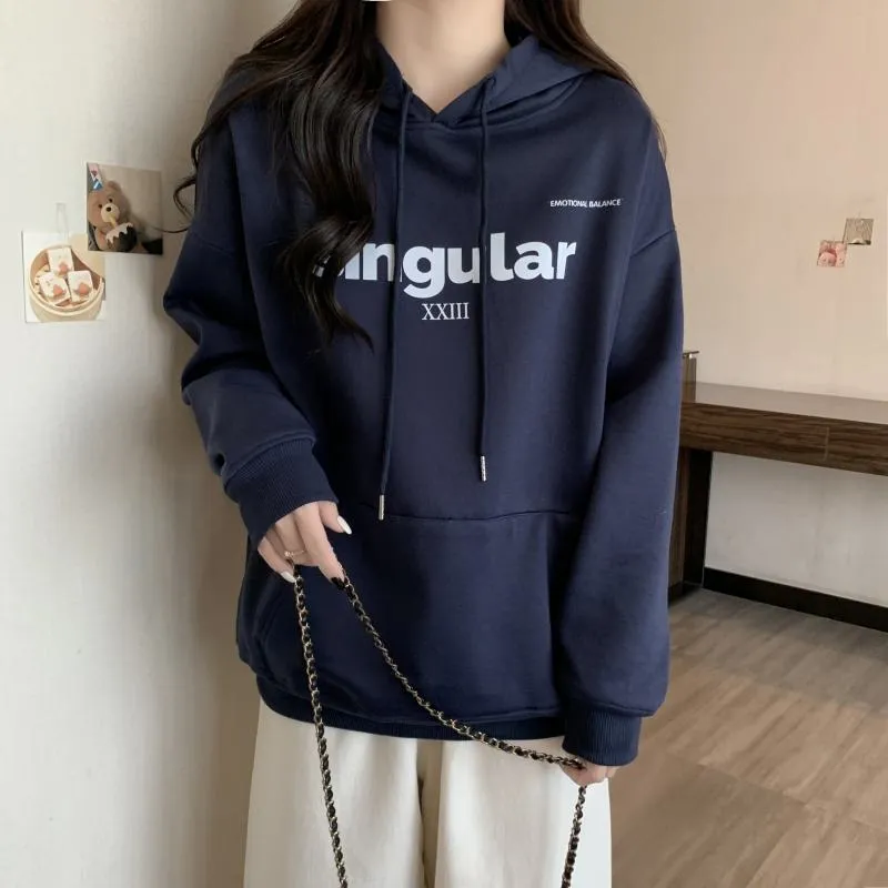 Print Thin Loose Fit Letter Hoodie