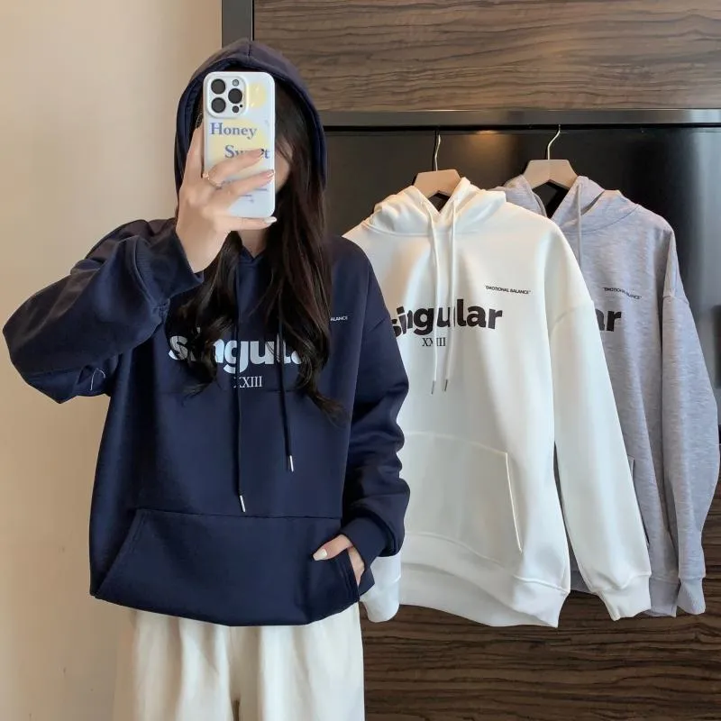 Print Thin Loose Fit Letter Hoodie