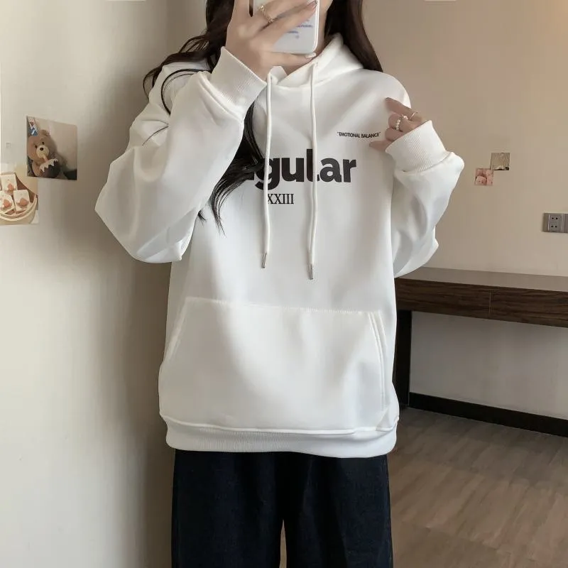 Print Thin Loose Fit Letter Hoodie