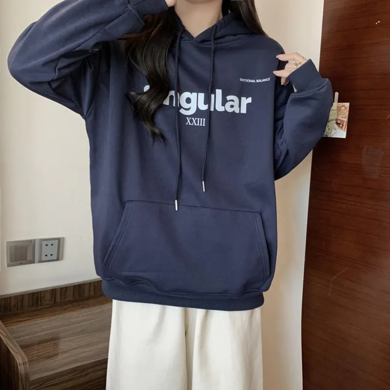 Print Thin Loose Fit Letter Hoodie