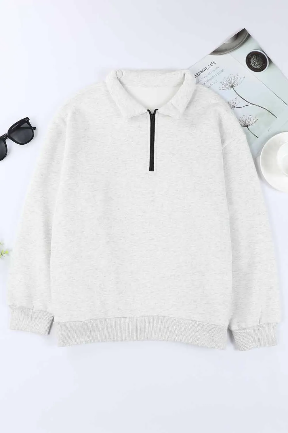 Quarter Zip Dropped Shoulder Sweatshirt