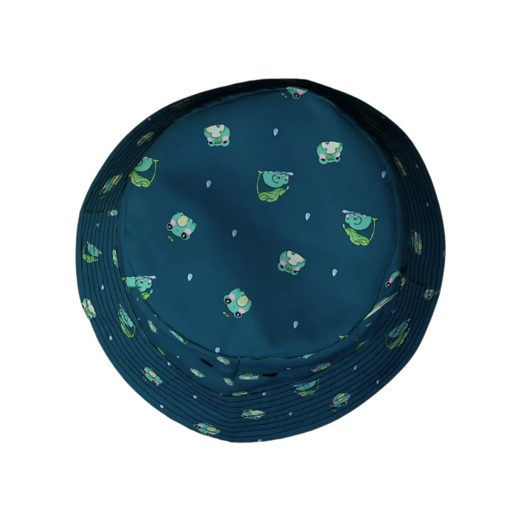 Raining Frogs Dark Teal Bucket Hat