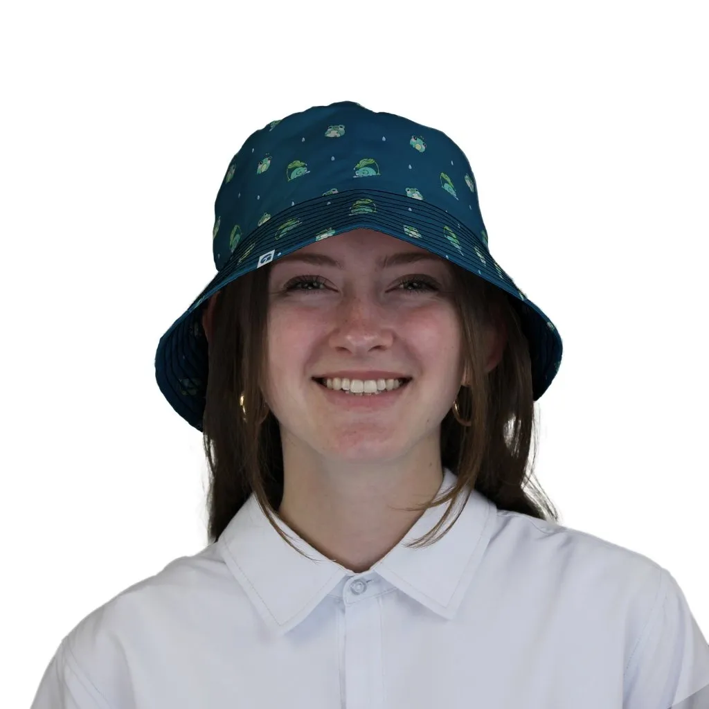 Raining Frogs Dark Teal Bucket Hat