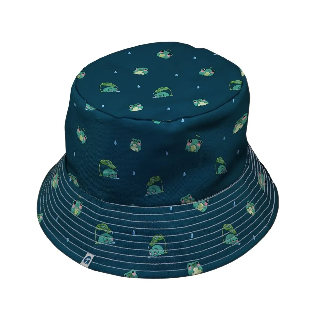 Raining Frogs Dark Teal Bucket Hat