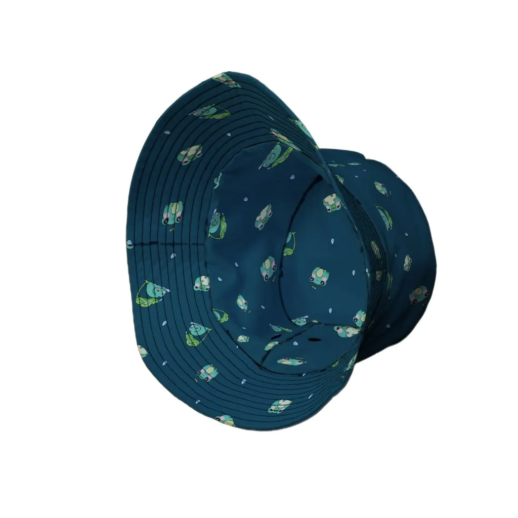 Raining Frogs Dark Teal Bucket Hat