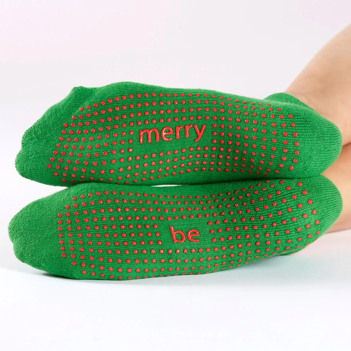 SALE Be Merry Grip Socks (Green/Red Berry)