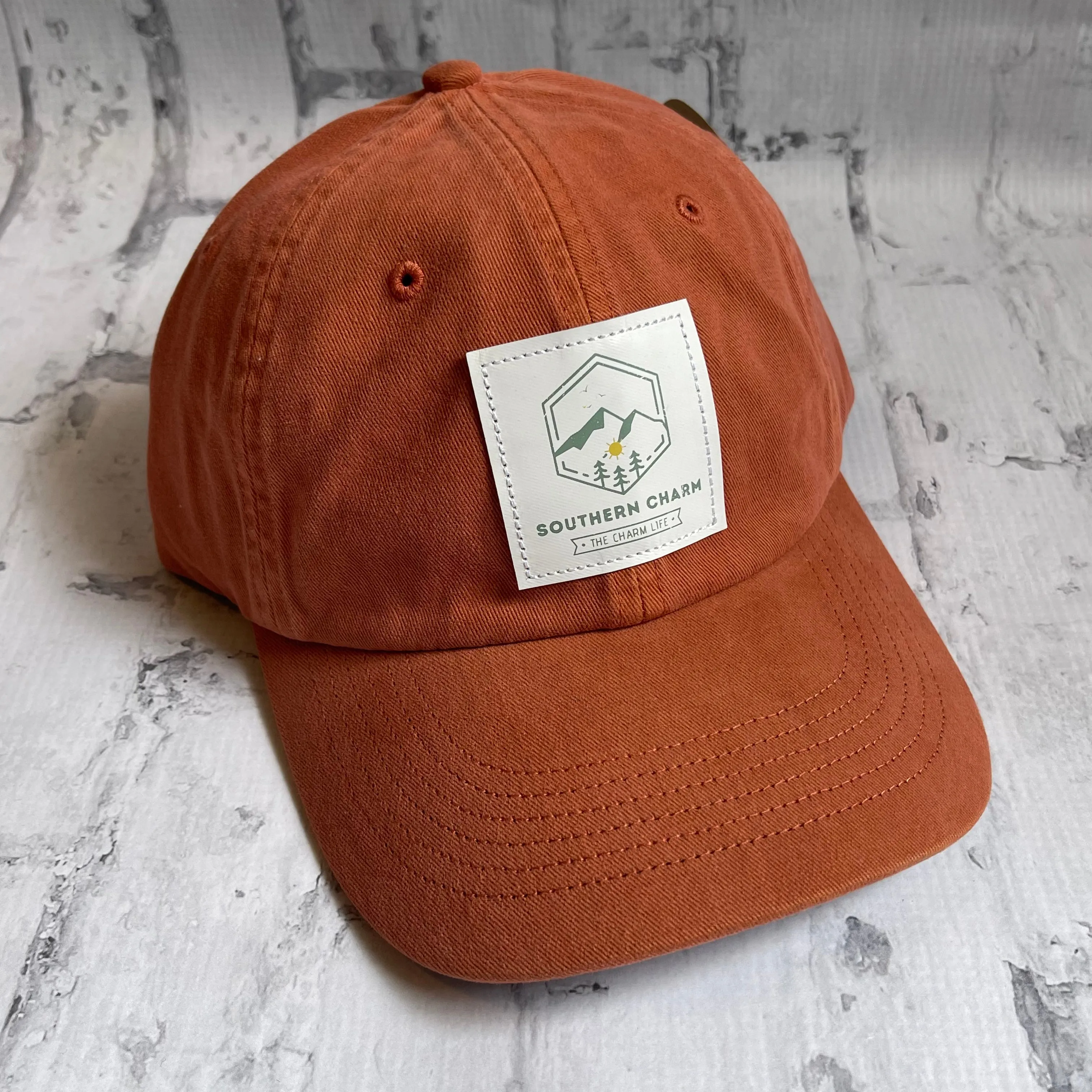 Southern Charm "Green Mountain" Hat - Coral Rust with Leather Patch