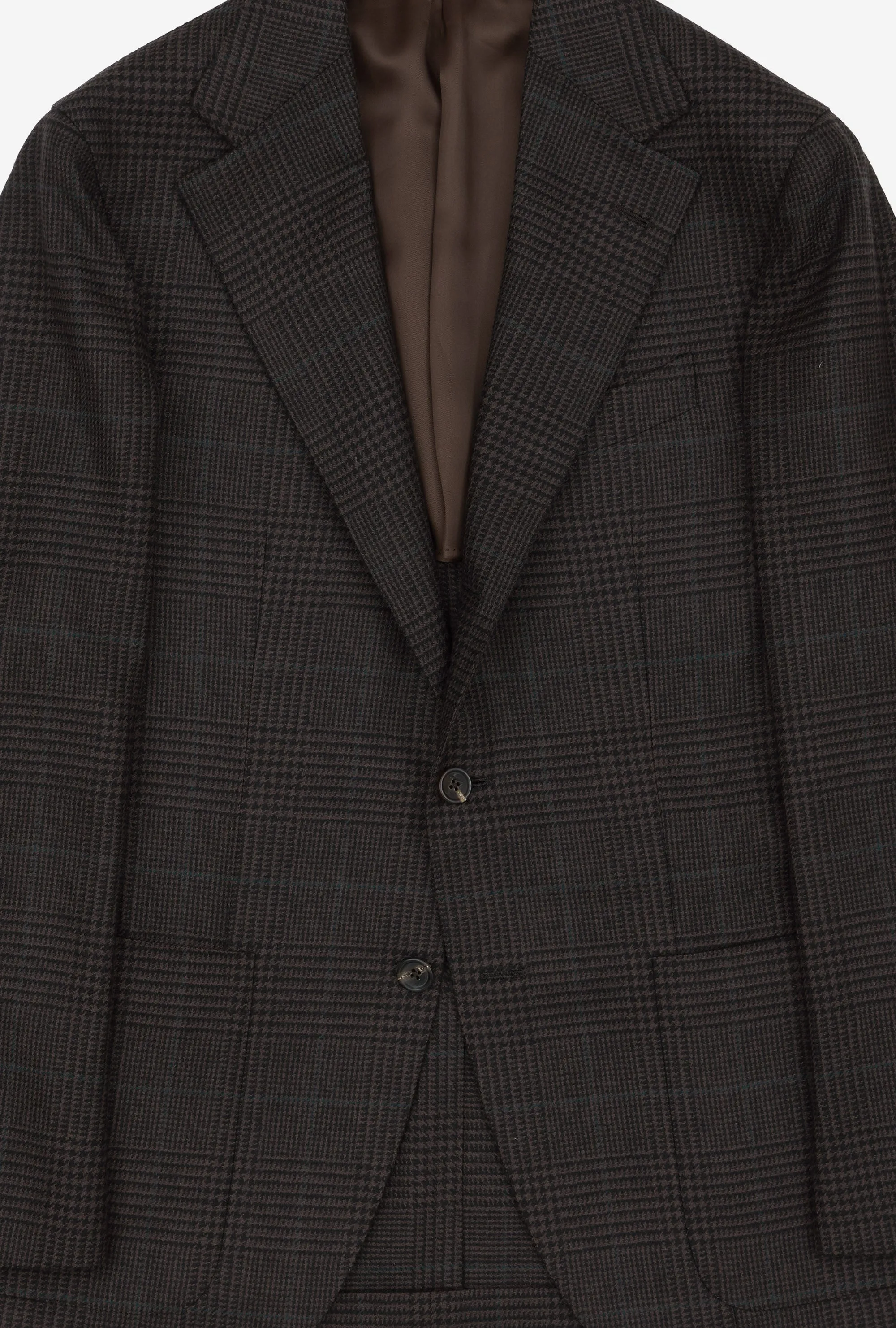 Sport Jacket Wool Brown Glen Plaid Emerald Overcheck