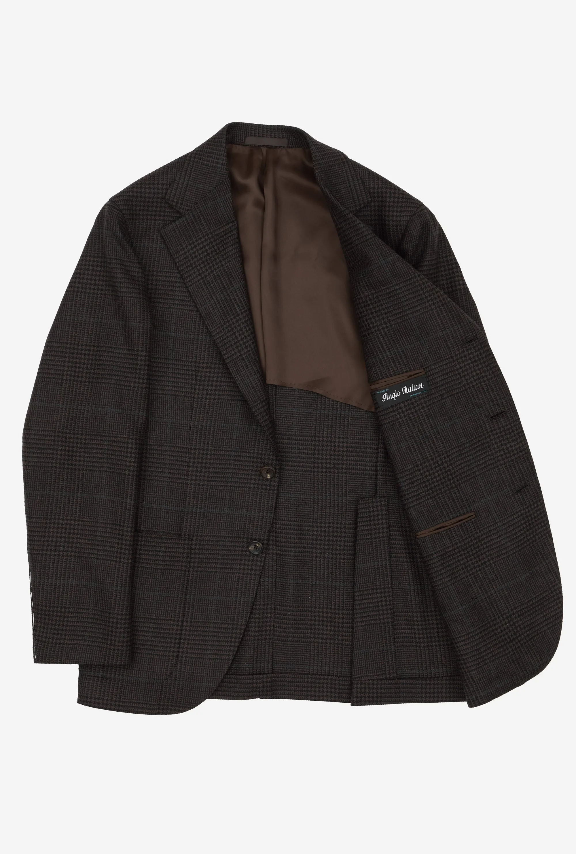 Sport Jacket Wool Brown Glen Plaid Emerald Overcheck