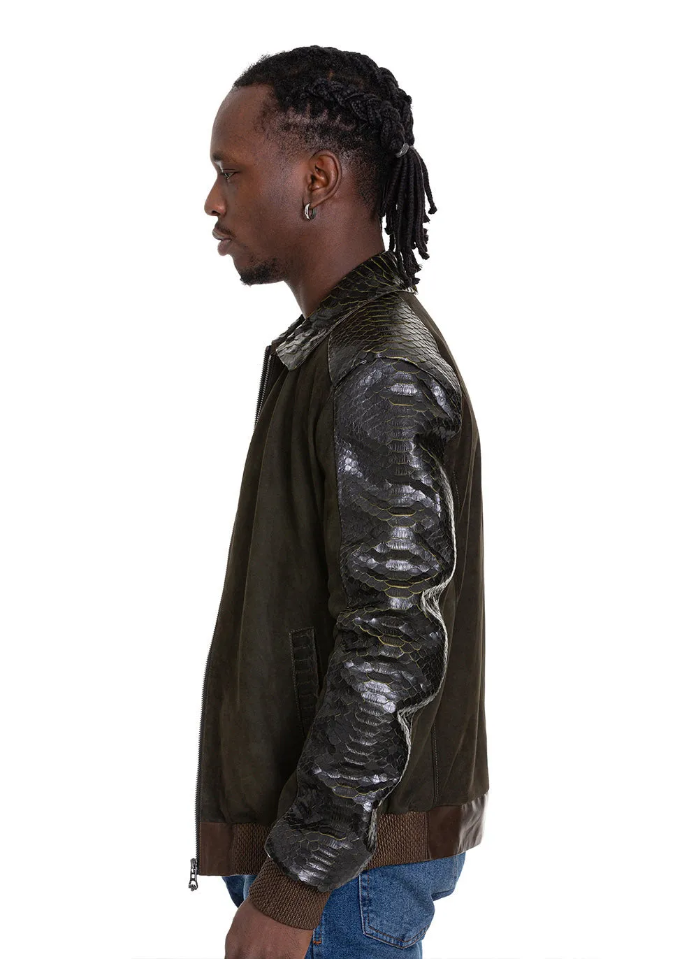 The Albendin Green Leather Men  Jacket